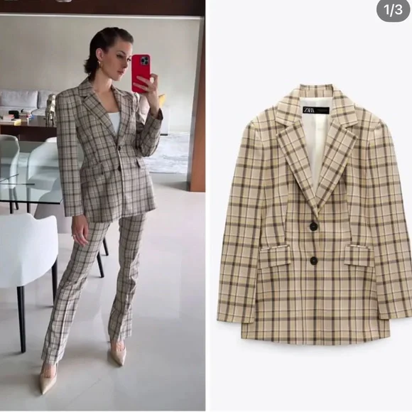 ZARA FITTED PLAID BLAZER #Cybermondaysale - Picture 14 of 14